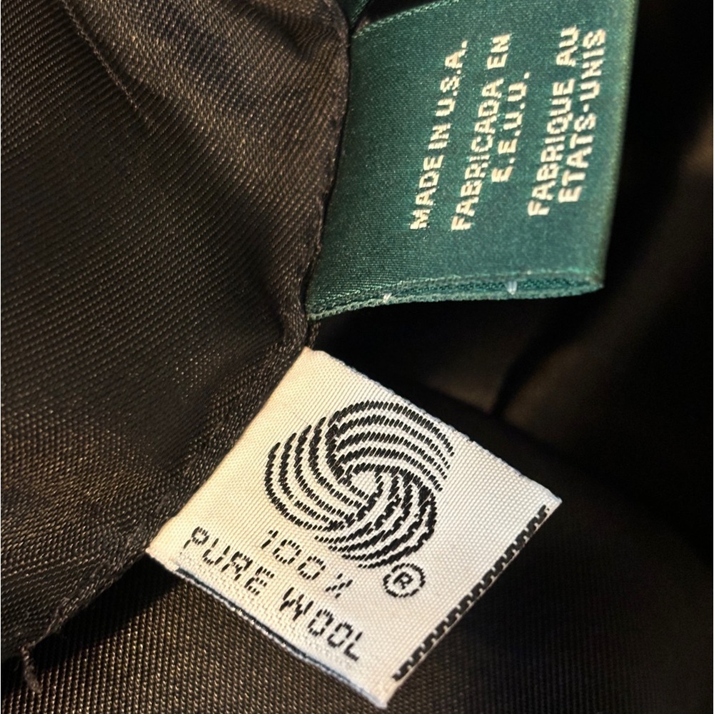 Vintage Lauren Ralph Lauren Black 100% Wool Chrst Pocket Crest Logo Blazer Sz 4P - Picture 8 of 9